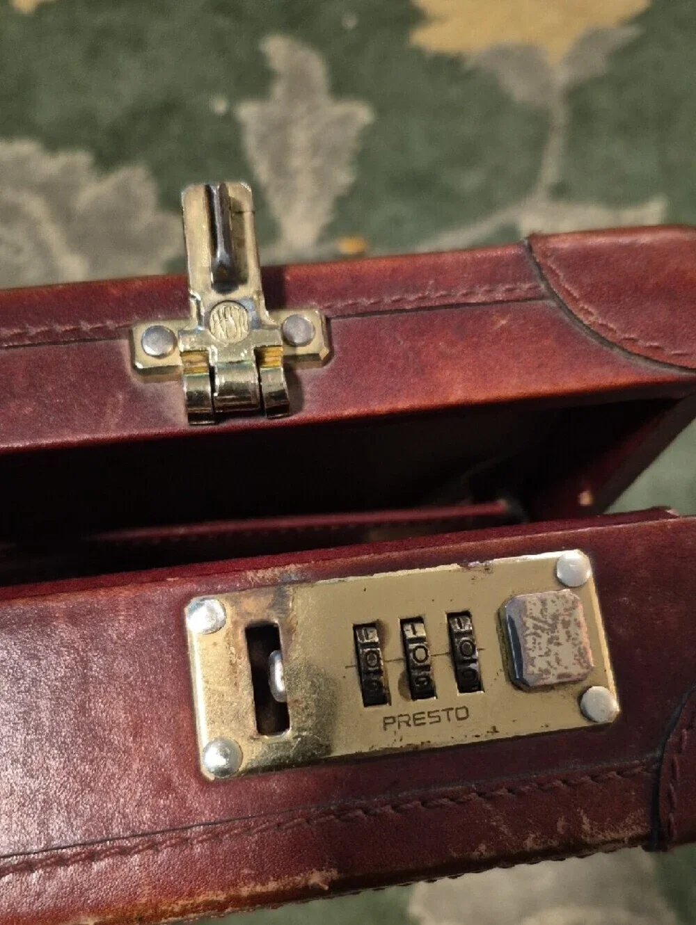 Tumi Burgundy Leather Men's Briefcase with Gold Hardware